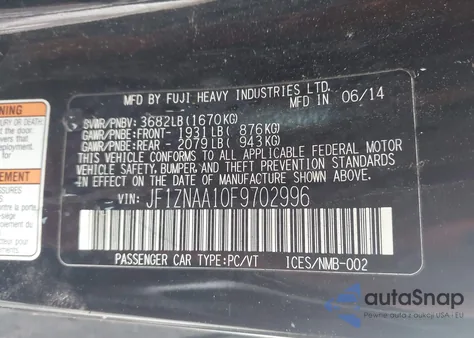 2015 Scion Fr-S z USA, uszkodzony, nr VIN JF1ZNAA10F9702996